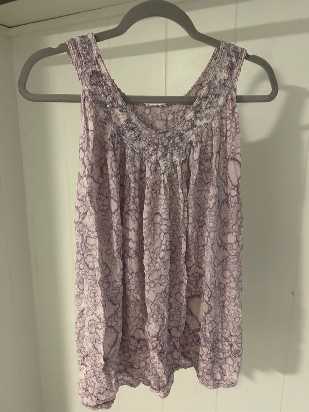 Ocean Queen Lavender Floral Peasant Top